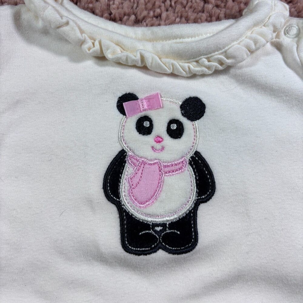 VTG Garanimals Baby Girls Long Sleeve Panda Bodysuit Size 3-6M Ruffle Collar - Picture 2 of 4